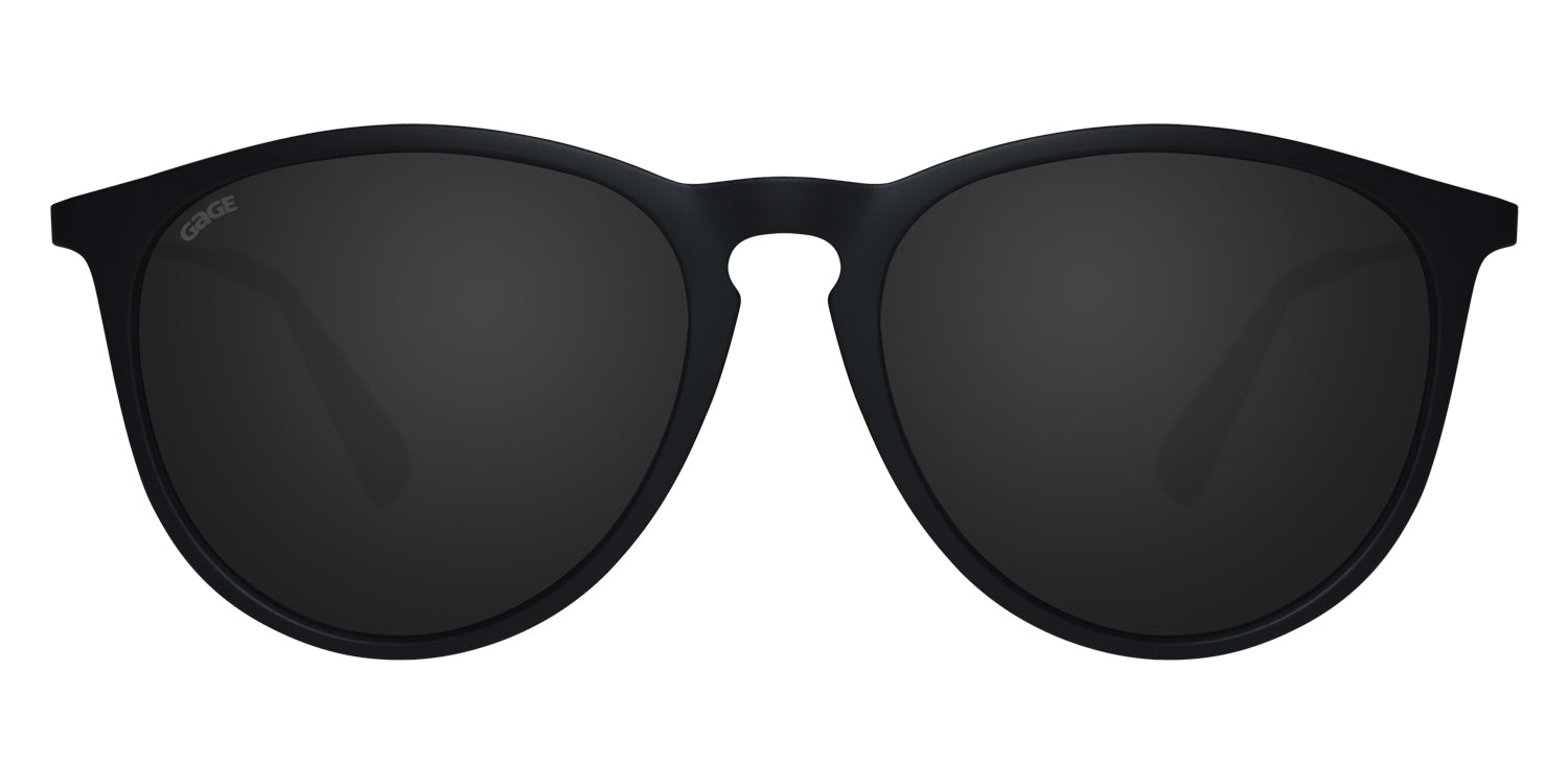Black Sunglasses With Gold Metal Arms and Polarized Smoke Lenses