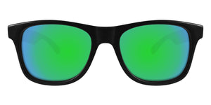 Black Sunglasses With Apple Green Mirrored Lenses