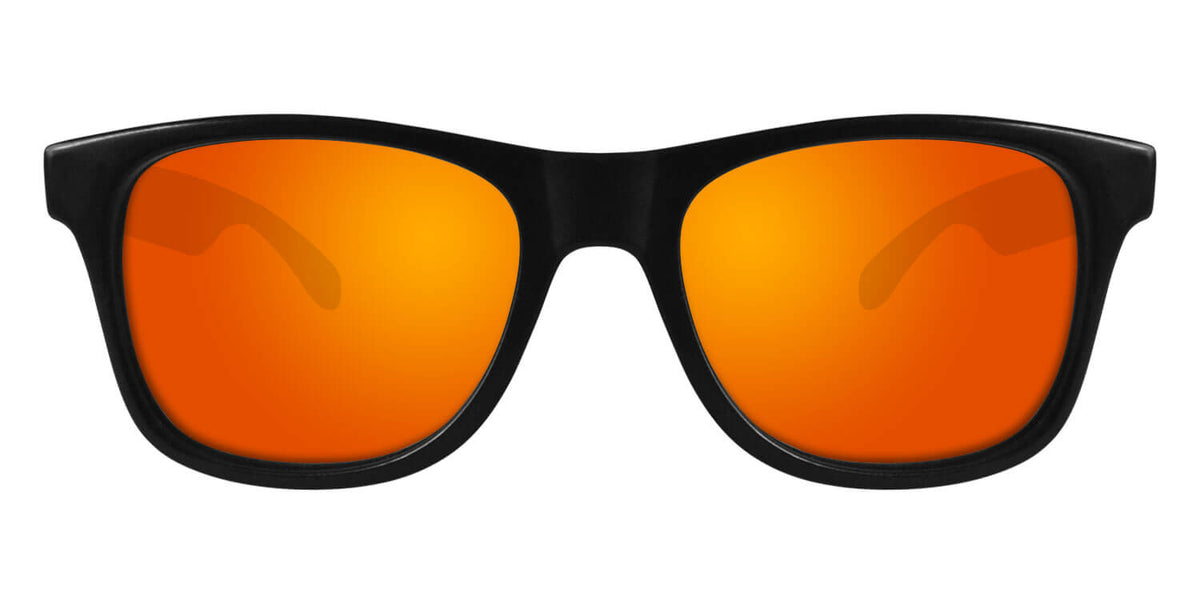 Black Sunglasses With Orange Mirrored Lenses