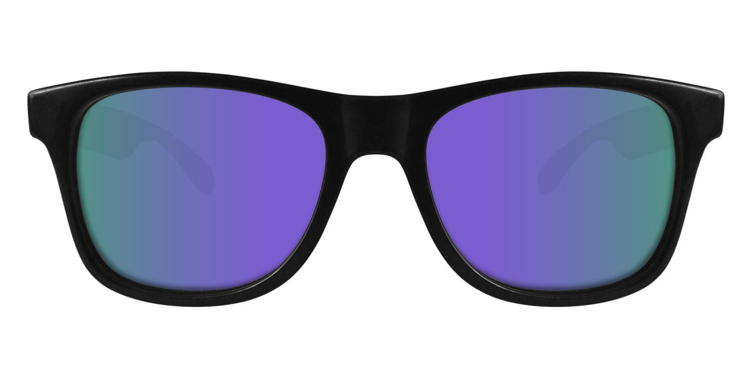 Black Sunglasses With Purple Mirrored Lenses