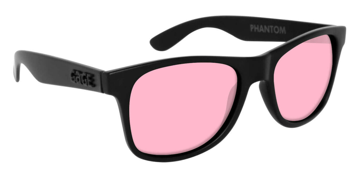 Black Sunglasses With Rose Pink Lenses