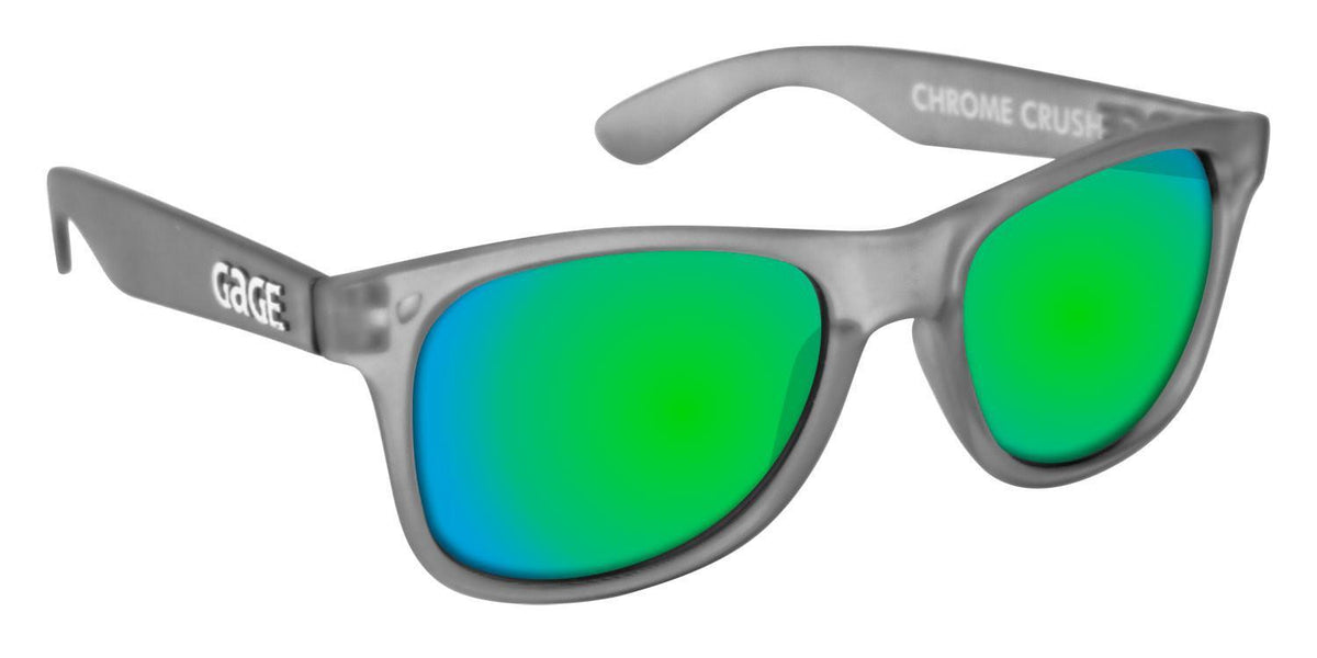 Grey Sunglasses With Green Mirrored Lenses