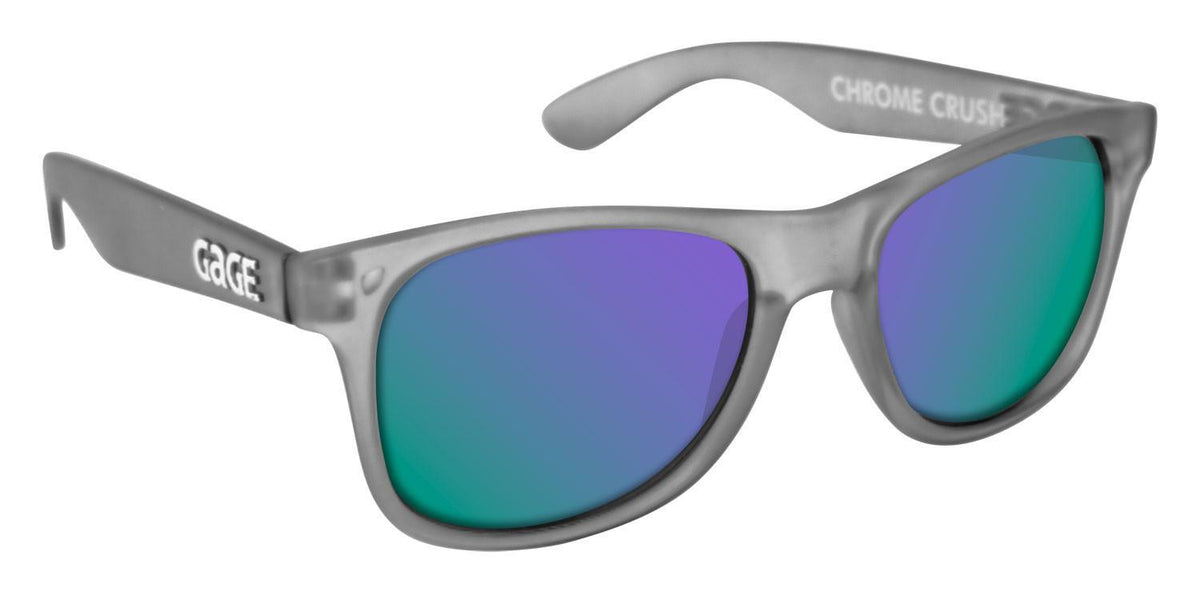Grey Sunglasses With Purple Mirrored Lenses