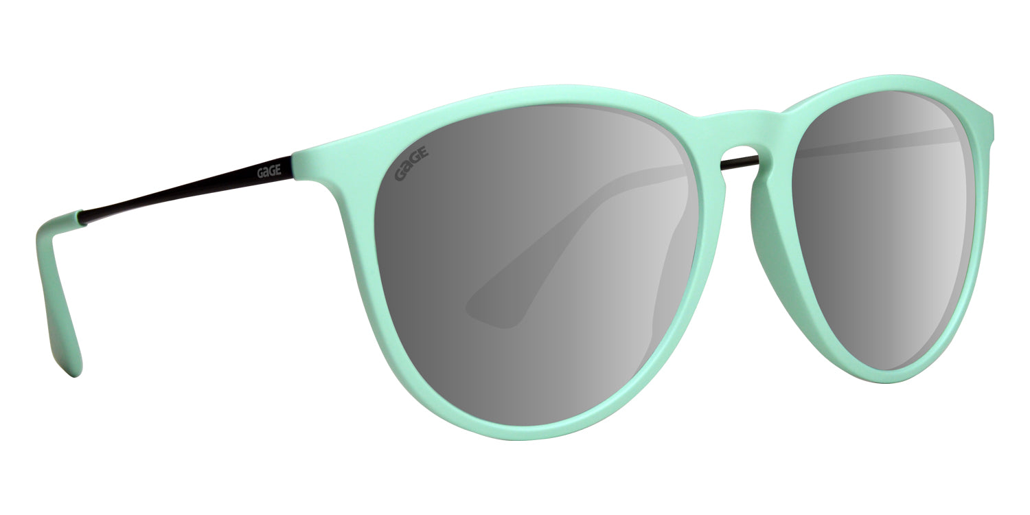 Teal Sunglasses With Black Metal Arms and Polarized Silver Mirror Lenses