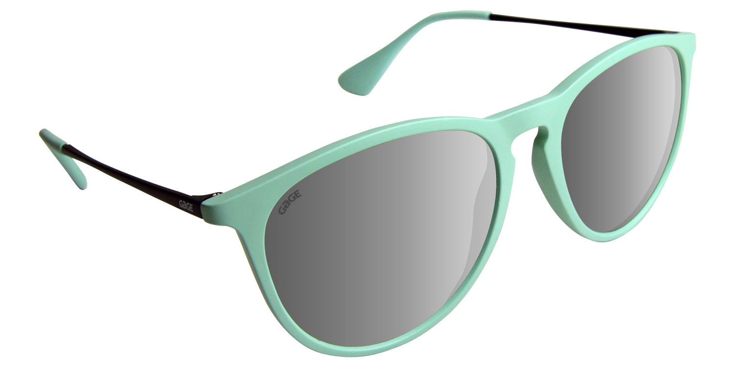 Teal Sunglasses With Black Metal Arms and Polarized Silver Mirror Lenses